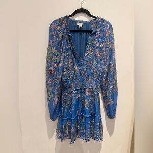 HEMANT & NANDITA Blue Paisley Long Sleeve Dress